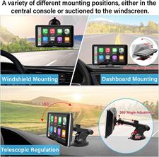Carpuride 7 Inch Portable IPS Screen Wireless Apple Carplay & Android Auto with Mirror Link, Car Radio Receiver Mp5 Player Sucker Holder & Dashboard Mounted