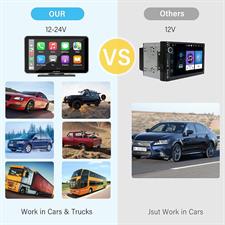 Carpuride 7 Inch Portable IPS Screen Wireless Apple Carplay & Android Auto with Mirror Link, Car Radio Receiver Mp5 Player Sucker Holder & Dashboard Mounted