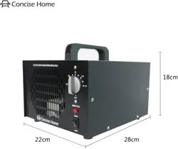 Concise Home Commercial Ozone Generator Industrial O3 Air Purifier Black Deodorizer Sterilizer (7000mg)