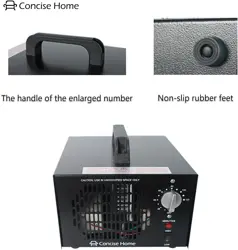 Concise Home Commercial Ozone Generator Industrial O3 Air Purifier Black Deodorizer Sterilizer (7000mg)