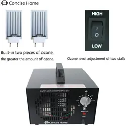 Concise Home Commercial Ozone Generator Industrial O3 Air Purifier Black Deodorizer Sterilizer (7000mg)