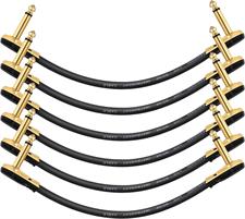 Donner Guitar Patch Cables Right Angle, 6 Inch Effect Pedal Cords 1/4 Instrument Cables for Guitar Bass Effects Pedals 6 Pack