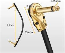 Donner Guitar Patch Cables Right Angle, 6 Inch Effect Pedal Cords 1/4 Instrument Cables for Guitar Bass Effects Pedals 6 Pack