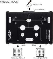Douk Audio 2 Way XLR Balanced Stereo Audio Switcher Passive A/B Mini Switch Box Mixer Sound Splitter (KN102, 1-IN-2-OUT)