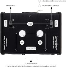 Douk Audio 2 Way XLR Balanced Stereo Audio Switcher Passive A/B Mini Switch Box Mixer Sound Splitter (KN102, 1-IN-2-OUT)