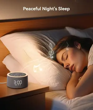 Dreamegg D1+ Sound Sleep Therapy White Noise Machine Alarm Clock 29 Soothing Sounds with Night Light