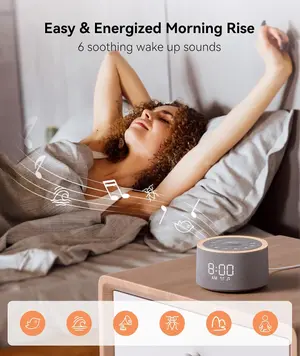 Dreamegg D1+ Sound Sleep Therapy White Noise Machine Alarm Clock 29 Soothing Sounds with Night Light