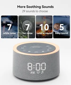 Dreamegg D1+ Sound Sleep Therapy White Noise Machine Alarm Clock 29 Soothing Sounds with Night Light