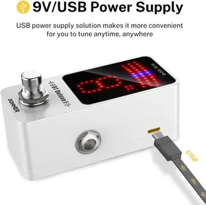 Donner Tuner Pedal DT Deluxe Chromatic Guitar Tuner Pedal for Electric Guitar and Bass ± 1 Cent USB or 9V Power Supply True Bypass
