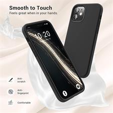 Elando Case Compatible with iPhone 12 Case and iPhone 12 Pro Case, Liquid Silicone Slim Shockproof Phone Case with Anti-Scratch Microfiber Lining, 6.1 inch, Black