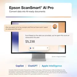 Epson RapidReceipt RR-600W Wireless Desktop Color 2-Sided Receipt & Document Scanner with ScanSmart AI PRO