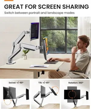 ErGear Dual Arm Monitor Mount LCD LED Stand Gas Spring Full Motion for 13 to 32 inch 