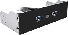 EZDIY-FAB 2-Port USB3.0 Type A and USB3.1 Type C GEN 2-5.25 inch Front Panel USB Hub with 20 pin Connector- 73 cm Cable, Metal Front Panel USB Hub