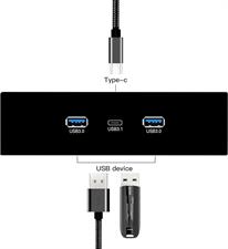 EZDIY-FAB 2-Port USB3.0 Type A and USB3.1 Type C GEN 2-5.25 inch Front Panel USB Hub with 20 pin Connector- 73 cm Cable, Metal Front Panel USB Hub
