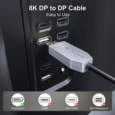 FIBBR 8K DisplayPort 1.4 Fiber Optic Cable DP to DP Cable 32.4Gbps Freesync for Gaming Monitor Graphics Card Laptop TV (15M)