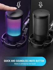 FIFINE Mic AmpliGame A6V USB Microphone with Volume Dial, Mute Button & RGB for Gaming on PC/Laptop/PS4/5