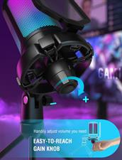 FIFINE Mic AmpliGame A6V USB Microphone with Volume Dial, Mute Button & RGB for Gaming on PC/Laptop/PS4/5