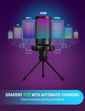 FIFINE Mic AmpliGame A6V USB Microphone with Volume Dial, Mute Button & RGB for Gaming on PC/Laptop/PS4/5
