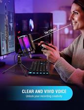 FIFINE Mic AmpliGame A6V USB Microphone with Volume Dial, Mute Button & RGB for Gaming on PC/Laptop/PS4/5