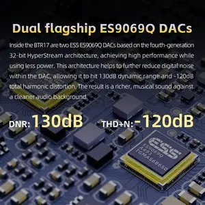 FiiO BTR17 USB DAC AMP with LDAC Bluetooth 5.4 aptX Lossless Dual ES9069Q THX 3.5mm Unbalanced & 4.4mm Balanced