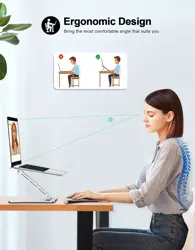 Aluminum Foldable Laptop Stand Height Adjustable Ergonomic Computer Stand for Desk Portable Riser Holder Mount