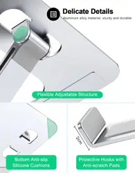 Aluminum Foldable Laptop Stand Height Adjustable Ergonomic Computer Stand for Desk Portable Riser Holder Mount