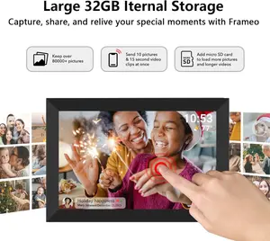 FRAMEO Photoframe 10 Inch Smart WiFi Digital Photo Frame 1280x800 IPS LCD Touch Screen 32GB 