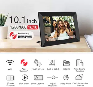 FRAMEO Photoframe 10 Inch Smart WiFi Digital Photo Frame 1280x800 IPS LCD Touch Screen 32GB 