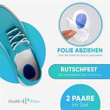 Health Press Shoe Insoles, Heel Pads, Heel Cushions, 2 Pairs, Shoe Insoles for Men and Women, Silicone Heel, Wedge Gel Insoles, Heel Spurs
