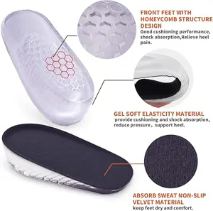 SAUDEfoot Gel Height Increase Heel Insoles Invisible Shoe Lifts Inserts Shock Absorption Heel Pads 3cm (2 Pairs)