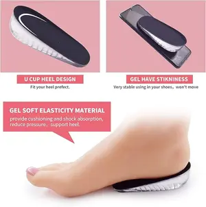 SAUDEfoot Gel Height Increase Heel Insoles Invisible Shoe Lifts Inserts Shock Absorption Heel Pads 3cm (2 Pairs)