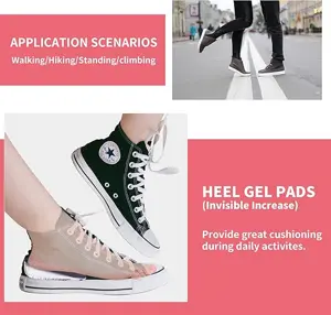 SAUDEfoot Gel Height Increase Heel Insoles Invisible Shoe Lifts Inserts Shock Absorption Heel Pads 3cm (2 Pairs)
