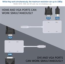 Huiheng USB Type C to HDMI DVI VGA 4K USB 3.0 USB Hub Multiport Adapter