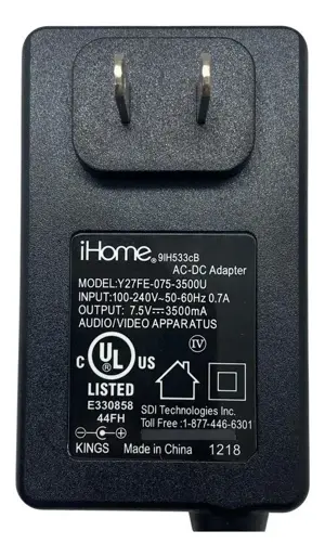 iHome 7.5V 3.5A Adapter Switch Mode Power Supply