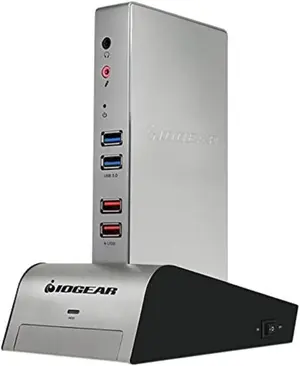 IOGEAR Metal Vault Dock USB 3.0 Docking Station with Built-In Backup Drive Enclosure GUD310 red