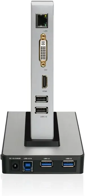 IOGEAR Metal Vault Dock USB 3.0 Docking Station with Built-In Backup Drive Enclosure GUD310 red