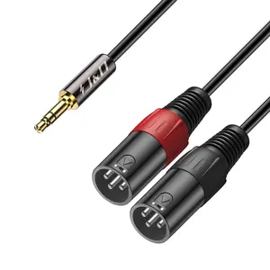 J&D 3.5mm 1/8 inch to Dual XLR Y Splitter Cable Unbalanced 2 XLR Male to 3.5mm TRS Male Interconnect Stereo Audio Cable 6 Feet