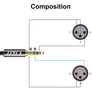 J&D 3.5mm 1/8 inch to Dual XLR Y Splitter Cable Unbalanced 2 XLR Male to 3.5mm TRS Male Interconnect Stereo Audio Cable 6 Feet