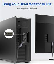 JSAUX (Male to Female) DP Display Port to HDMI Converter 1080P@60Hz Nylon Braided Aluminum Shell