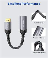 JSAUX (Male to Female) DP Display Port to HDMI Converter 1080P@60Hz Nylon Braided Aluminum Shell