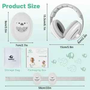 Little Ears 2-in-1 Baby Ear Muffs Noise Protection Headphones Grey 