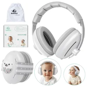 Little Ears 2-in-1 Baby Ear Muffs Noise Protection Headphones Grey 