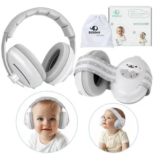 Little Ears 2-in-1 Baby Ear Muffs Noise Protection Headphones Grey 