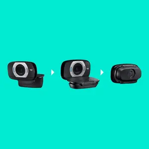 Logitech Laptop Webcam Full HD C615 with Fold-and-Go Design 360-Degree Swivel 1080p Camera