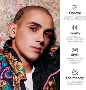 Loop Experience Plus Earplugs High Fidelity Hearing Protection for Musicians, DJs, Festivals, Concerts and Nightlife 18dB & NRR 7 Noise Reduction Ear Plugs Gold