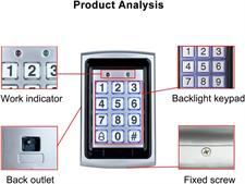 Metal Door Access Control System Backlight Card Reader
