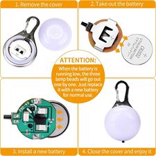 morpilot Dog Cat Collar Light, 6PCS Colorful Clip-On Dog Lights for Collars Waterproof Safety Pet Light for Night Walking with 3 Flashing Modes
