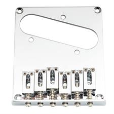 Musiclily Pro 52.5mm Guitar Telecaster Bridge Assembly with 6 Brass Saddles for Tele Style, Chrome