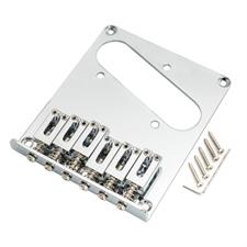 Musiclily Pro 52.5mm Guitar Telecaster Bridge Assembly with 6 Brass Saddles for Tele Style, Chrome