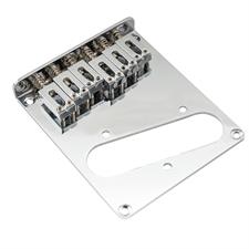 Musiclily Pro 52.5mm Guitar Telecaster Bridge Assembly with 6 Brass Saddles for Tele Style, Chrome